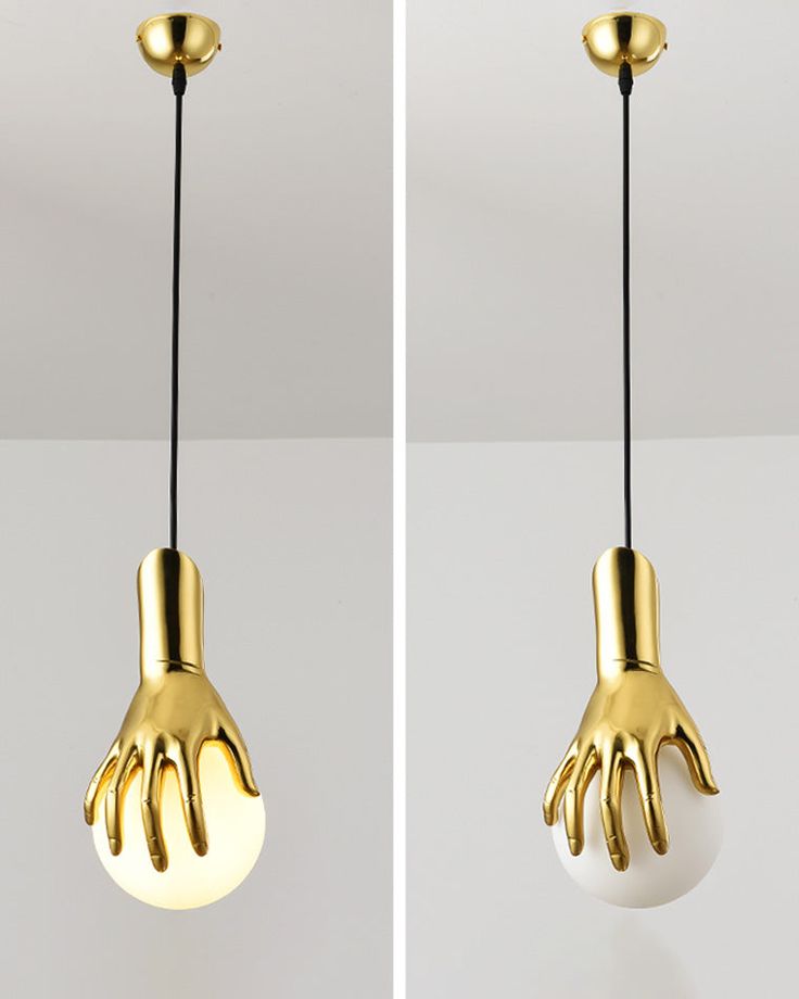 Midas Touch Sculptural Gold Hand Pendant Lamp