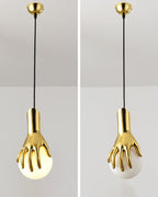 Midas Touch Sculptural Gold Hand Pendant Lamp
