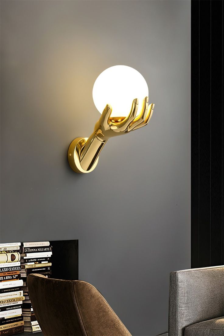Globe On Hand wall Light