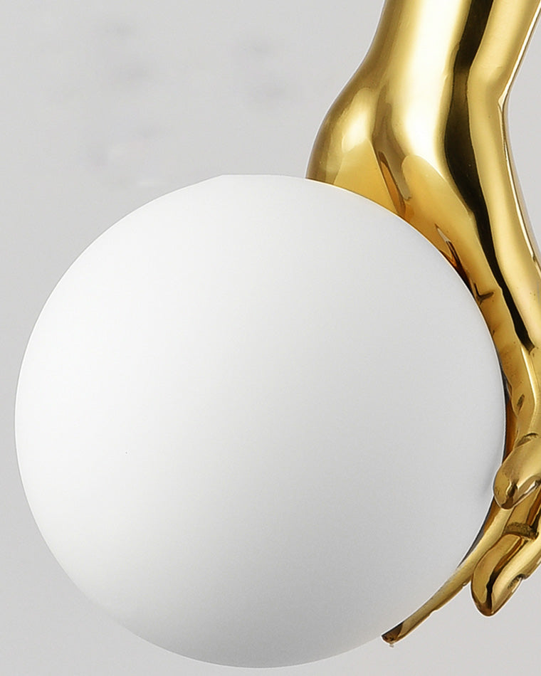 Midas Touch Sculptural Gold Hand Pendant Lamp