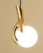 Midas Touch Sculptural Gold Hand Pendant Lamp