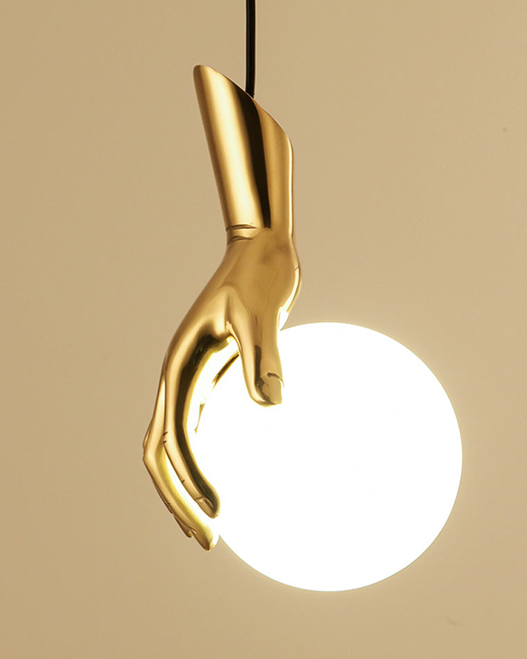 Midas Touch Sculptural Gold Hand Pendant Lamp