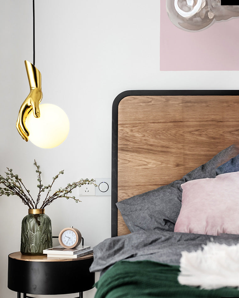 Midas Touch Sculptural Gold Hand Pendant Lamp