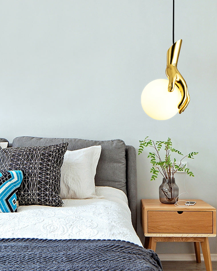 Midas Touch Sculptural Gold Hand Pendant Lamp