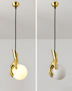 Midas Touch Sculptural Gold Hand Pendant Lamp