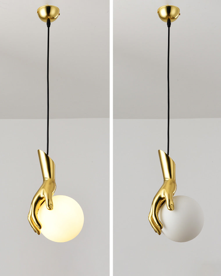 Midas Touch Sculptural Gold Hand Pendant Lamp